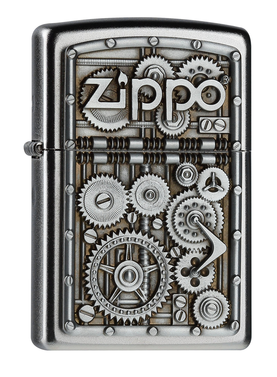 Zippo 2004497 Gear Wheels Feuerzeug, Messing, Edelstahloptik, 1 x 3,5 x 5,5 cm, 1 x 3,5 x 5,5 cm
