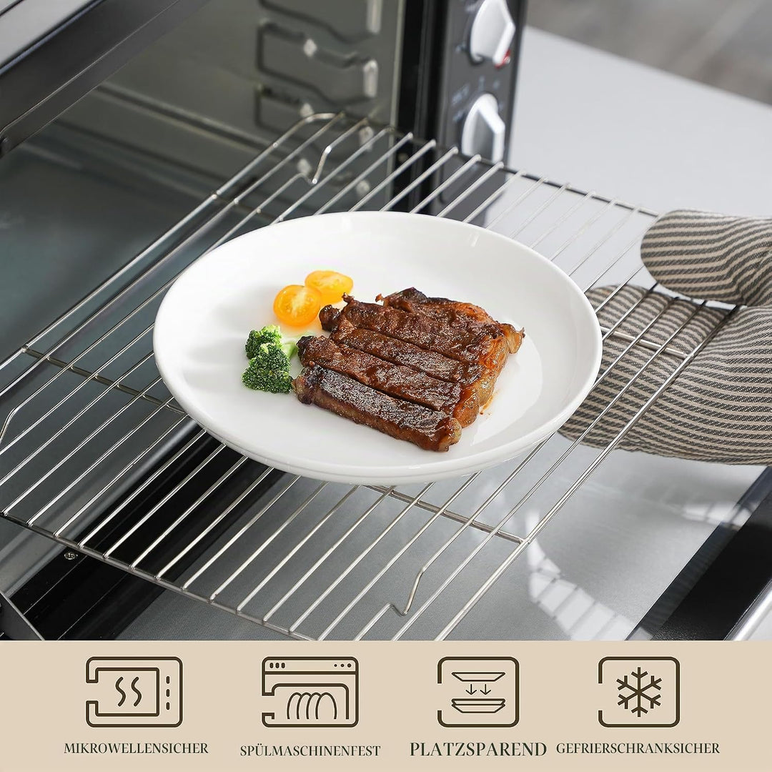 MALACASA, Serie REG, 21,5 x 2,8 cm Dessertteller-Set mit 6 Stück, Cremeweisses Porzellan-teller-Set,