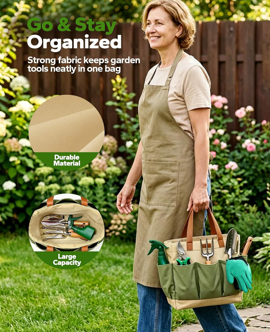YAUNGEL Gartenwerkzeug Set, 10 Stück Schwerlast Edelstahl Gartenarbeit Kit mit Non-Slip Holzgriff- G