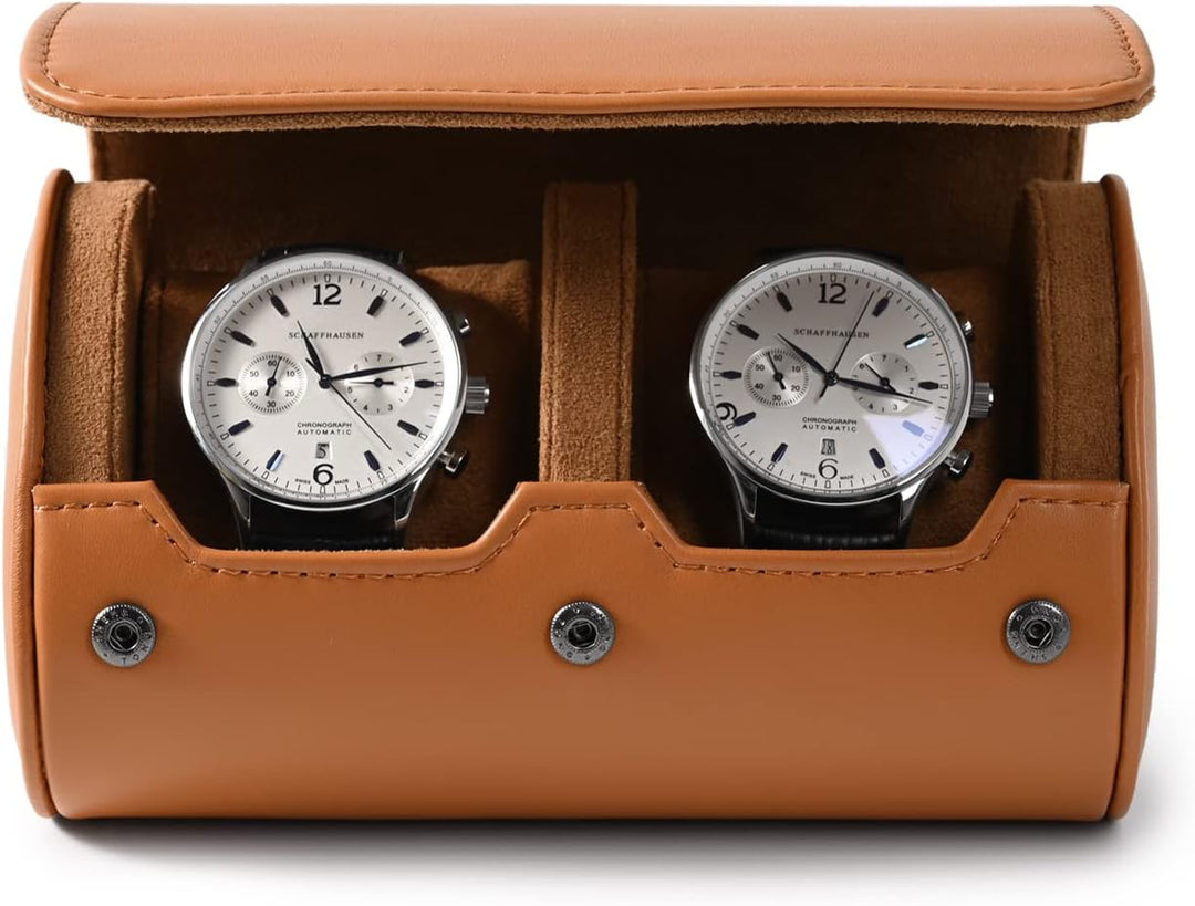 Oirlv Luxus PU Leder 2 Schlitze Uhrenrolle Uhrenbox Für Geschenkbox Weihnachten Jubiläum Geburtstag(