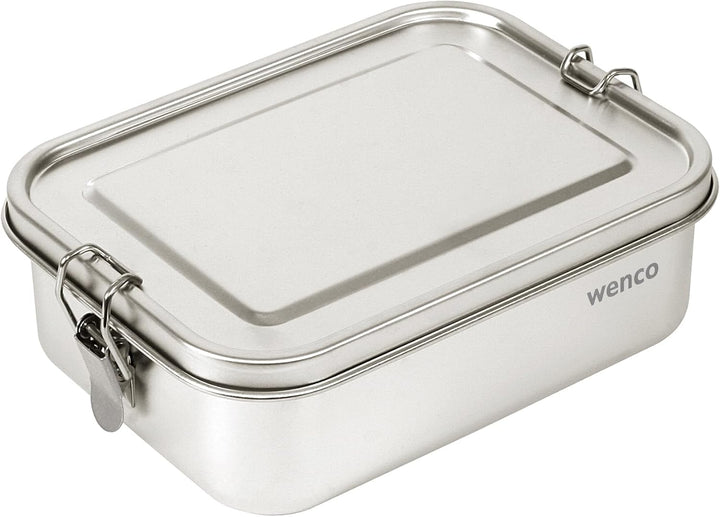 wenco Lunchbox Edelstahl Gross mit 1100ml Füllmenge – Brotdose mit Fächern, Entfernbare Trennwand un