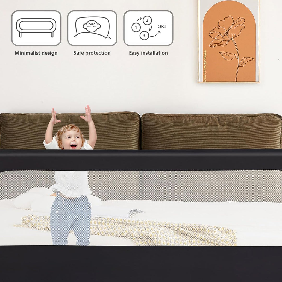 Bettgitter, mit klappbarem Barriere, sturzsicher, höhenverstellbar, Sicherheitsgitter für Kinderbett