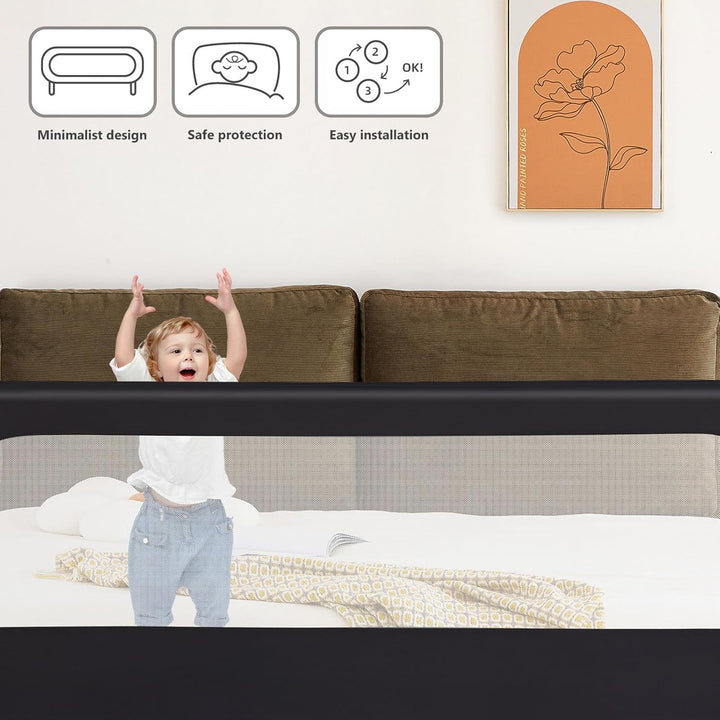 Bettgitter, mit klappbarem Barriere, sturzsicher, höhenverstellbar, Sicherheitsgitter für Kinderbett