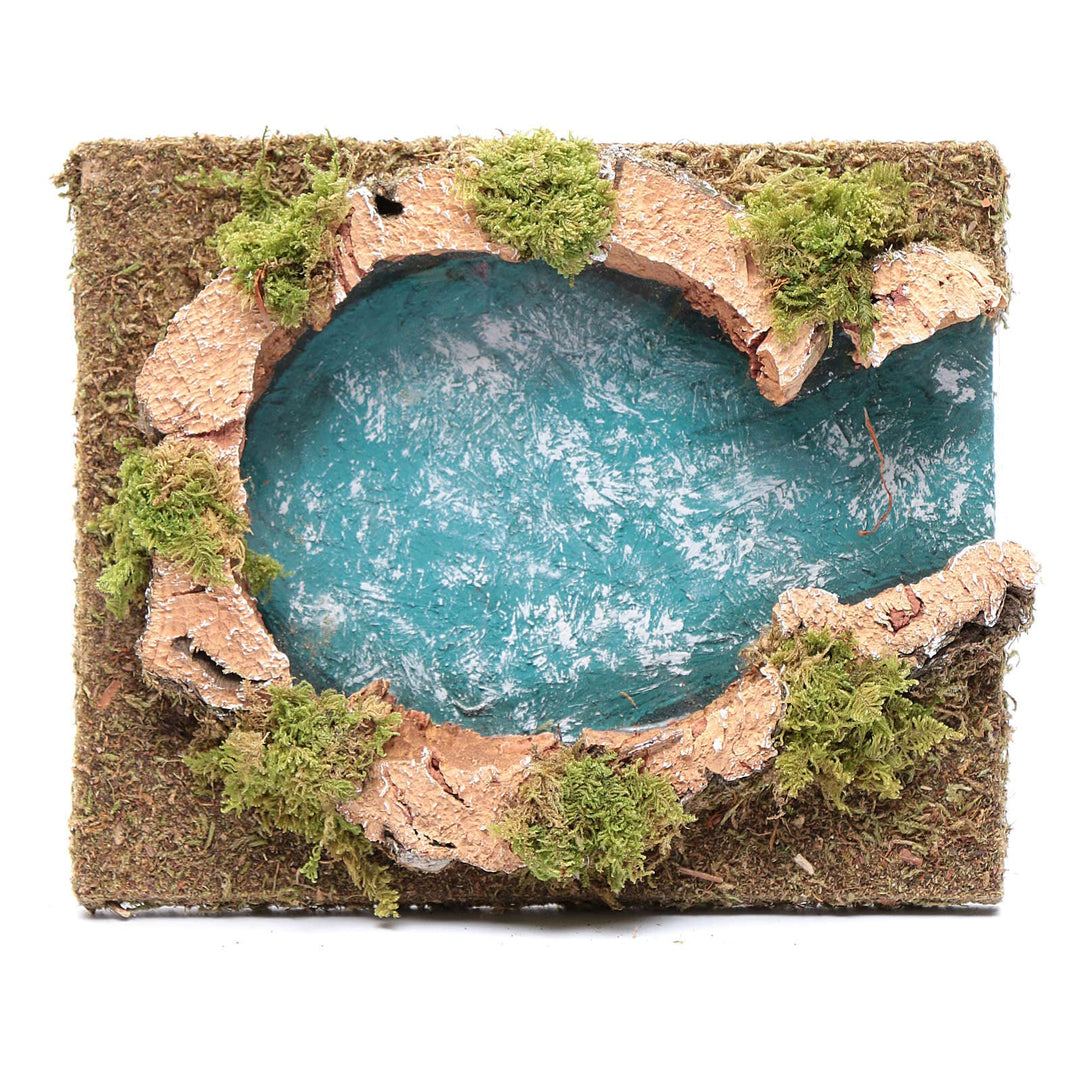 Holyart Brücken, Bachläufe und Wasserfälle für Krippen: Teich mit Flüsseinmündung, 15x15 cm