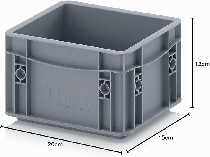 8x Eurobehälter-Eurobox 20 x 15 x 12 grau inkl. gratis Zollstock, 8er Set