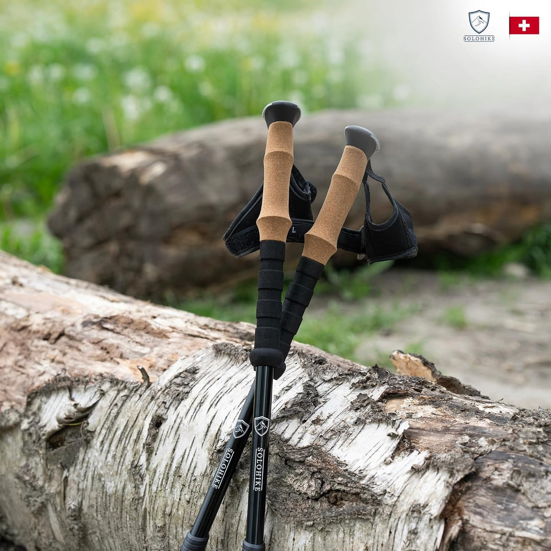 Nordic Walking Stöcke für Damen und Herren | rutschfeste Korkgriffe | Mit Tragetasche und Aufsätzen