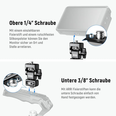 NEEWER Kamera Monitorhalterung mit 3/8" ARRI Positionierungsrändelschraube,1/4" Schraube für 5"&7" M