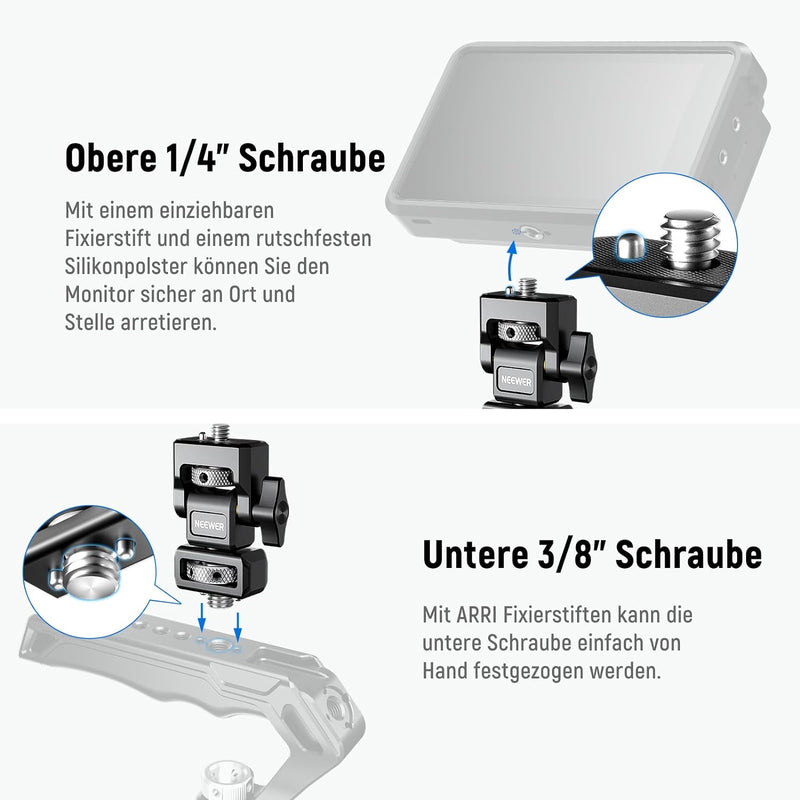 NEEWER Kamera Monitorhalterung mit 3/8" ARRI Positionierungsrändelschraube,1/4" Schraube für 5"&7" M