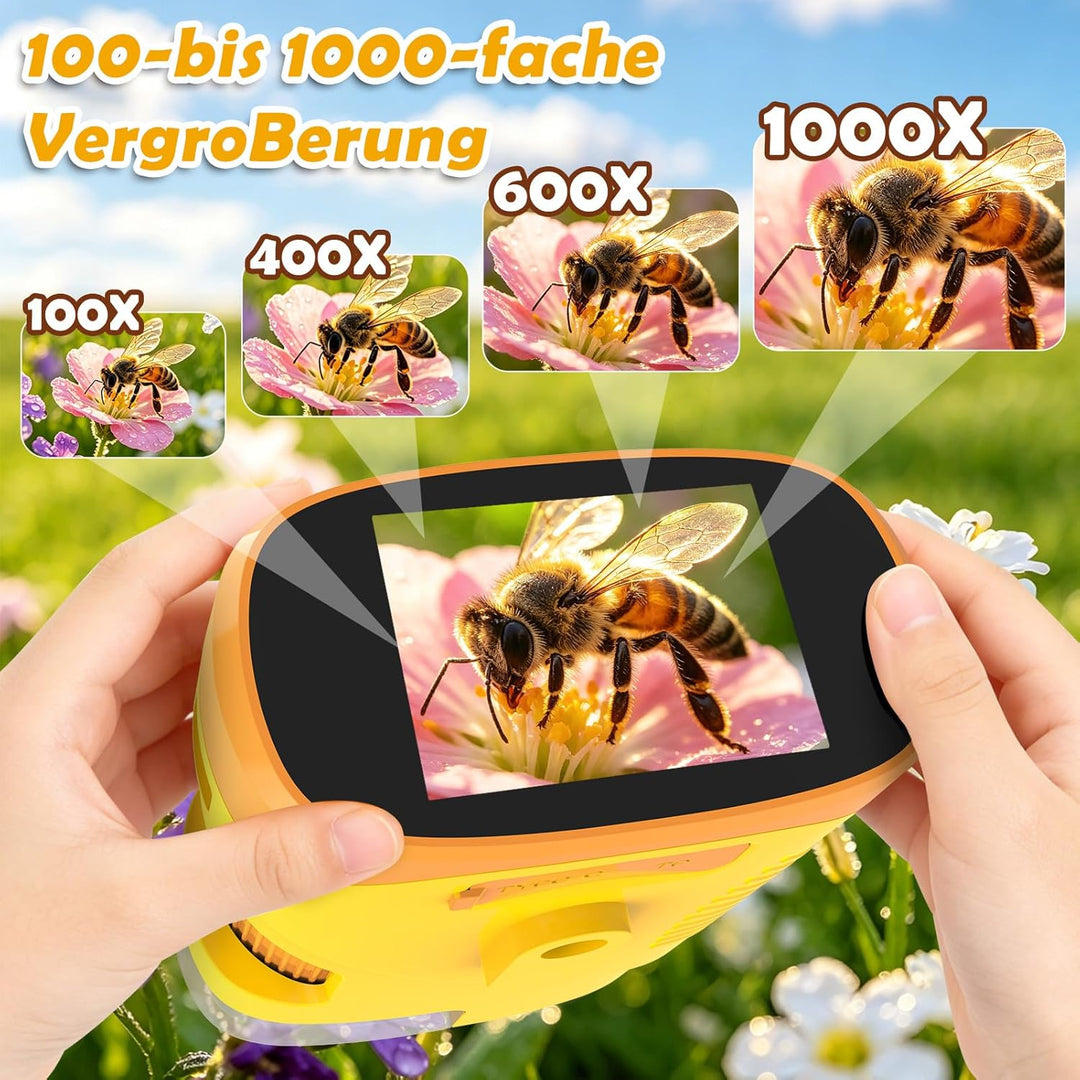 Nauotk Digitales Mikroskop für Kinder [1000-fache Vergrösserung] Tragbares Taschenmikroskop Spielzeu