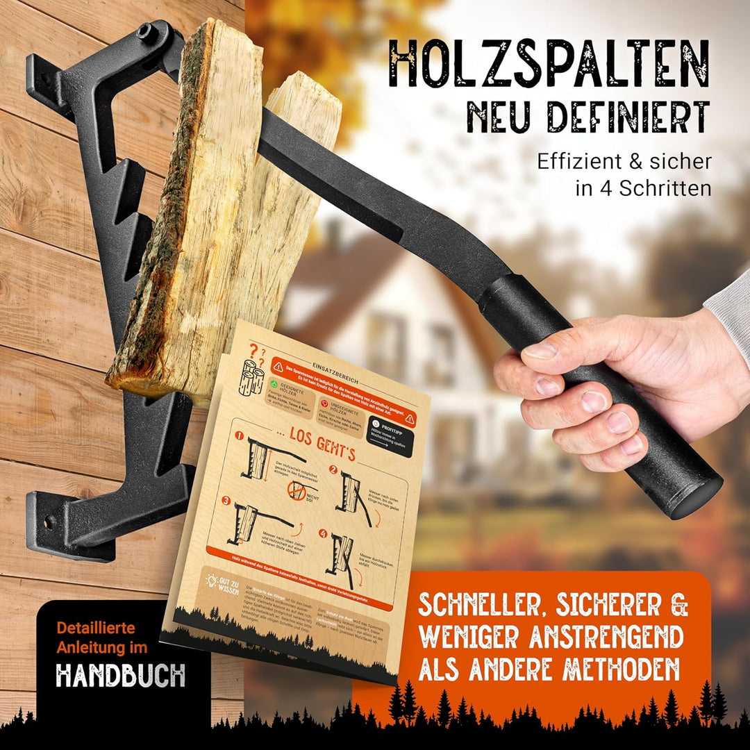 BearClaw NEU Holzspalter manuell - Anzündholz Spalter zur Wandmontage - Handholzspalter, Spanmesser,