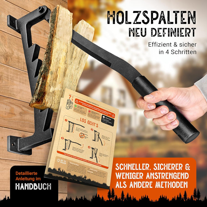 BearClaw NEU Holzspalter manuell - Anzündholz Spalter zur Wandmontage - Handholzspalter, Spanmesser,