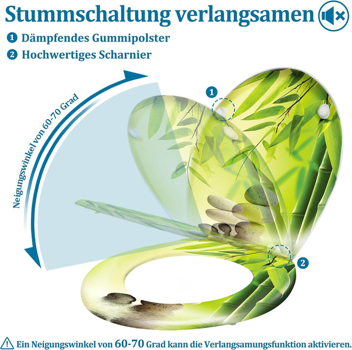 WC-Sitz Toilettendeckel mit Soft-Close, Duroplast &amp; Edelstahl, Antistatisch &amp; Antibakteriell, Abnehm