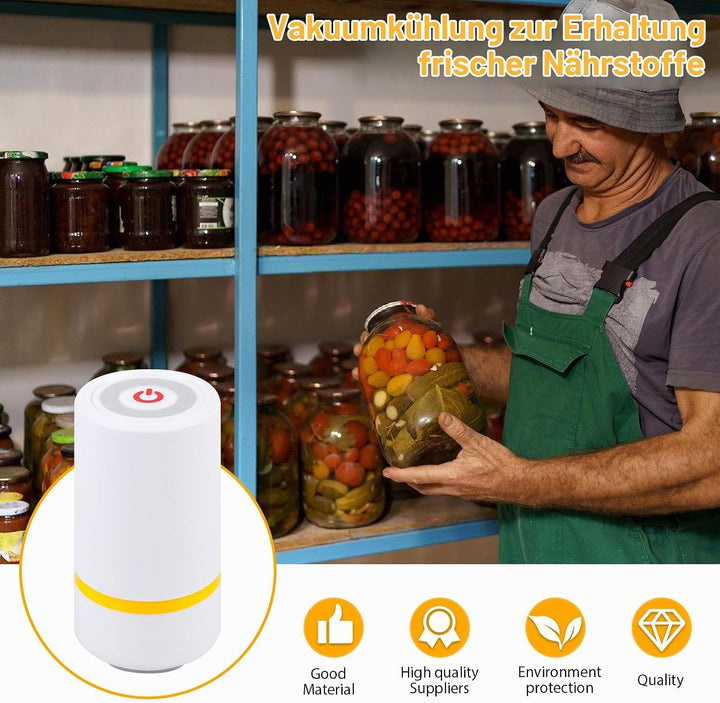 Elektrisches Einmachglas-Vakuumierer-Set, für Breite und Normale Öffnung, Vakuumierer für Gläser mit
