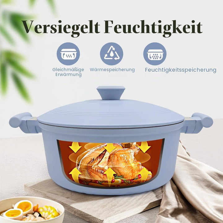 Kochtopf 24cm mit Aluminium Deckel, 5L Antihaft Keramik-Beschichtung Schmortopf zum Schmoren, Dünste