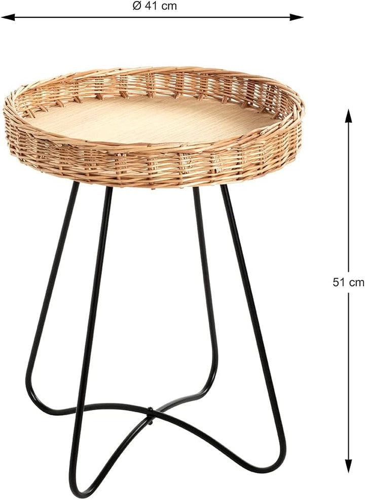 HAKU Möbel Beistelltisch, MDF, natur, schwarz, Ø 41 x H 51 cm, Ø 41 x H 51