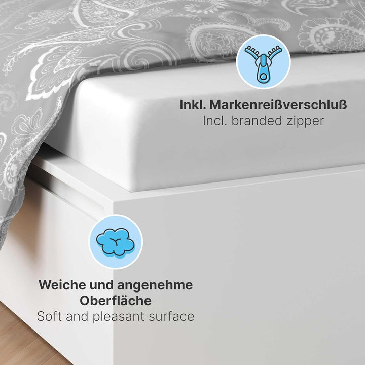 etérea Microfaser Bettwäsche Paisley Life 200x200 3er Set - Bügelfrei mit Reissverschluss - nach Oek