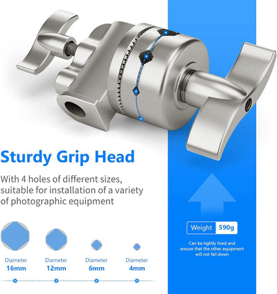 Neewer Verlängerungsgriff Arm Auslegerarm mit 2 Stücke Griffköpfen - 127 Zentimeter Aluminiumlegieru