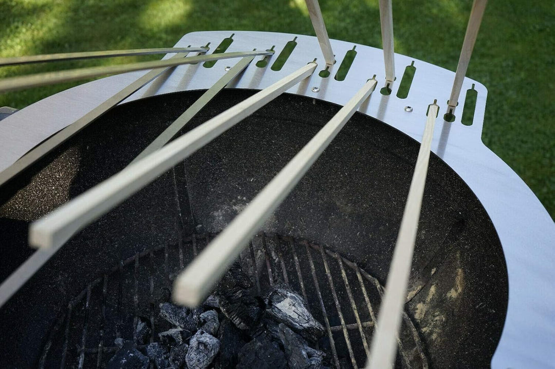 Grillaufsatz Kugelgrill Weber 47cm 57cm 5x Stockfisch Fisch Grill Spiesshalter Fischhalter Griller B
