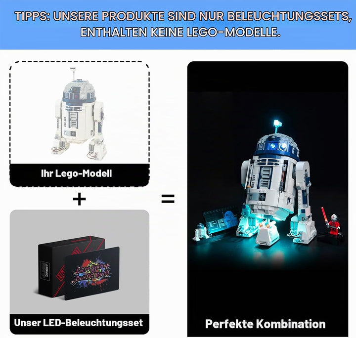 LocoLee Licht Kompatibel mit Lego R2-D2 Droid, Nur Lichter Set - Kein Modell, Licht BeleuchtungSet C