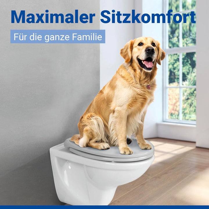 WENKO WC-Sitz Samos Concrete-Grey, hygienischer Toilettensitz mit Absenkautomatik, mit Fix-Clip Hygi