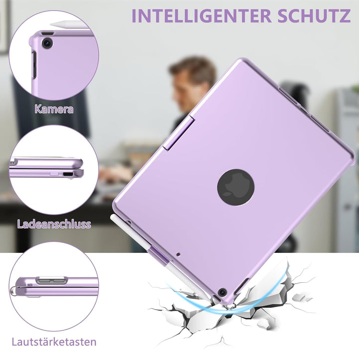 Tastatur Hülle für iPad 9/8/7 Generation 2021/2020/2019 10.2 Zoll, 360° Drehbare Touchpad Tastatur m