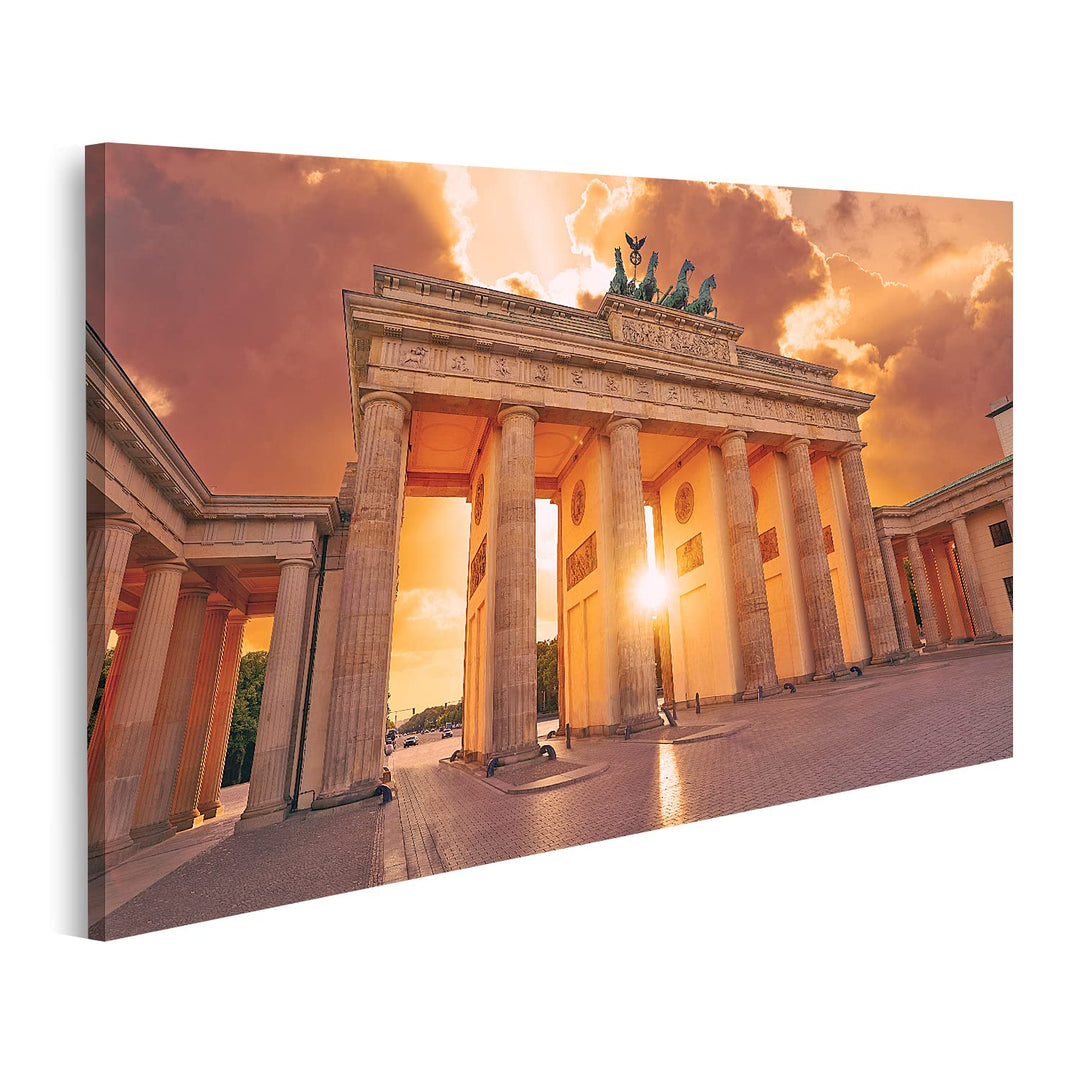 islandburner Bild auf Leinwand Berlin Brandenburger Tor Sonnenuntergang Bilder Wandbilder Poster Lei