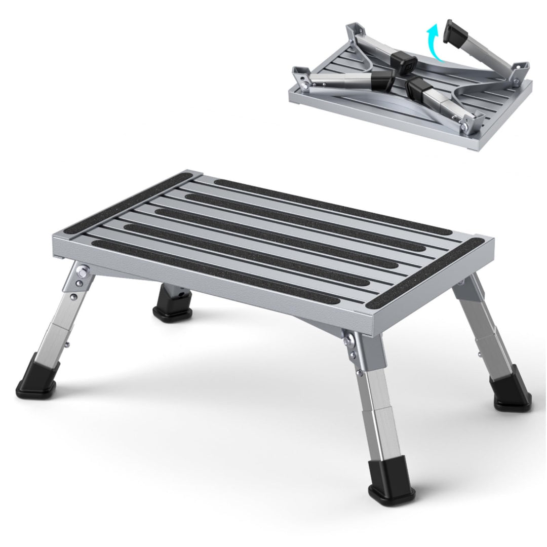 Aluminium Klapptritt Trittstufe, 4-Stufige Höhenverstellbarer Tritthocker [19-23cm], 350Kg Belastung