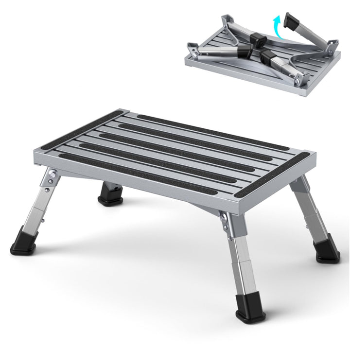 Aluminium Klapptritt Trittstufe, 4-Stufige Höhenverstellbarer Tritthocker [19-23cm], 350Kg Belastung