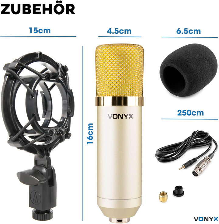 VONYX CM400C Studio Mikrofon - Gaming Mikrofon PC, Streaming Microphone, Mikrofon mit Stossdämpfer H