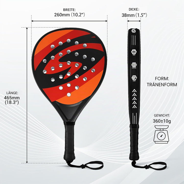 Padelracket 2er-Set mit ABS-Oberfläche und Eva-Schaumkern, für Erwachsene, inklusive Zwei Bällen und