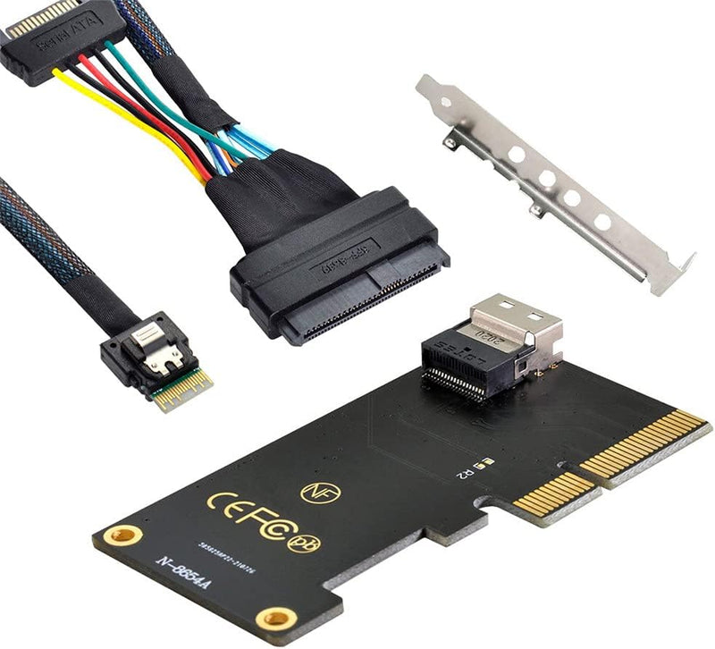 Xiwai PCI-E 3.0 4.0 auf SFF-8654 Slimline SAS-Kartenadapter und U.2 U2 SFF-8639 NVME PCIe SSD-Kabel