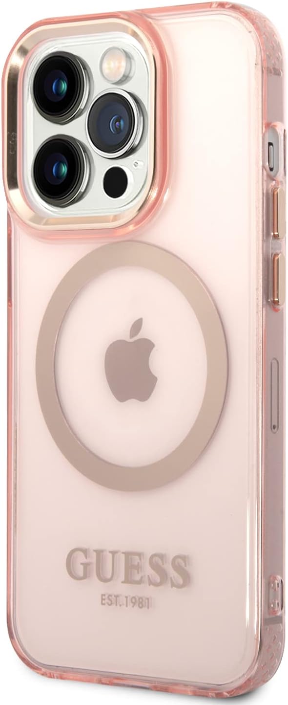 GUESS GUHMP14LHTCMP Hülle für iPhone 14 Pro 6,1" Rosa Hard case Gold Outline Translucent
