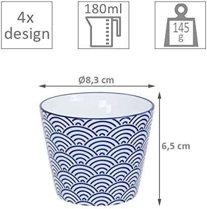 TOKYO design studio Nippon Blue Tee-Set blau-weiss, 5-TLG., 1x Tee-Kanne 0,8 l und 4X Tee-Tassen 180