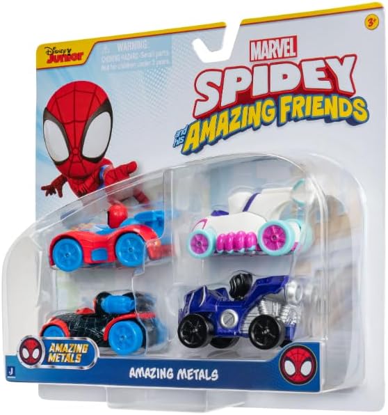 Spidey und seine Super-Freunde SNF0200 - Metall Fahrzeuge 4er-Set, Spielzeug ab 3 Jahren 4er-Pack, 4
