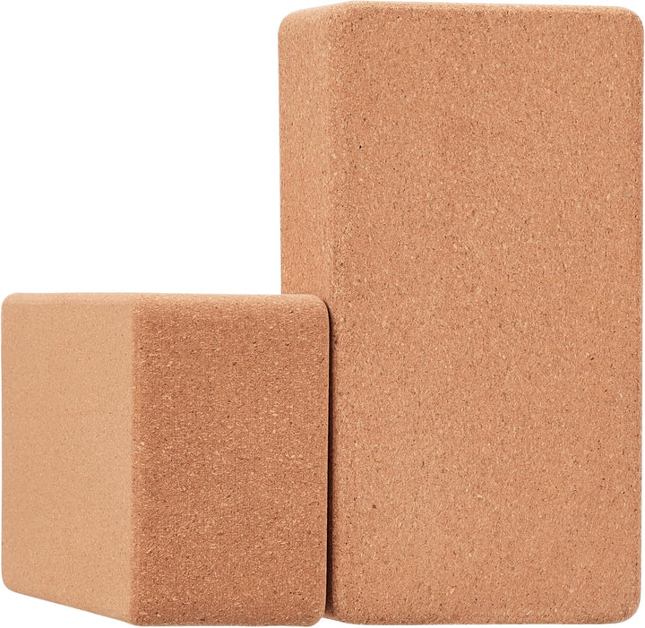 Relaxdays Yogablock, 2er Set, Yogaklötze aus Kork, für Yogaübungen, HBT: 12 x 22,5 x 7 cm, rutschfes