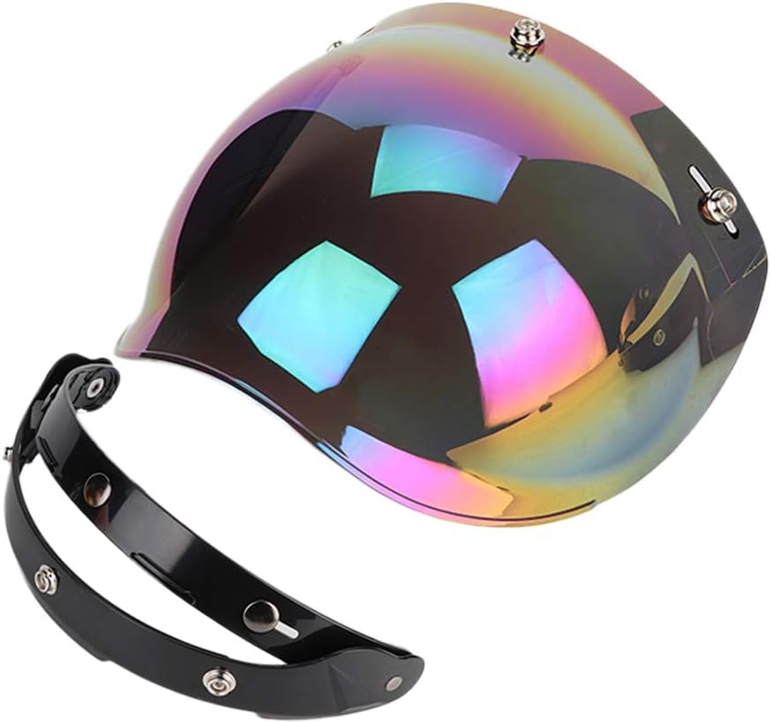 Qiilu Motorrad Helm Linse, Motorrad Retro 3-Snap Sonnenblende Schild Winddichte Helm Linse farbig