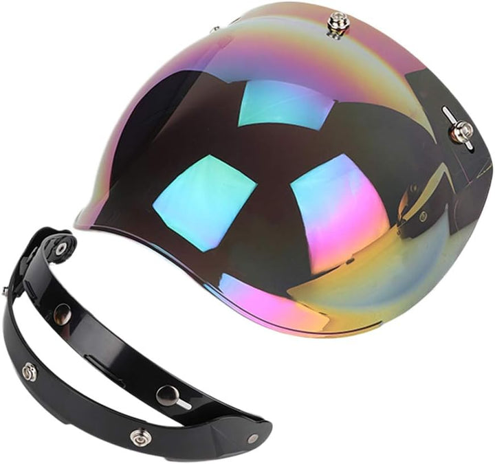 Qiilu Motorrad Helm Linse, Motorrad Retro 3-Snap Sonnenblende Schild Winddichte Helm Linse farbig