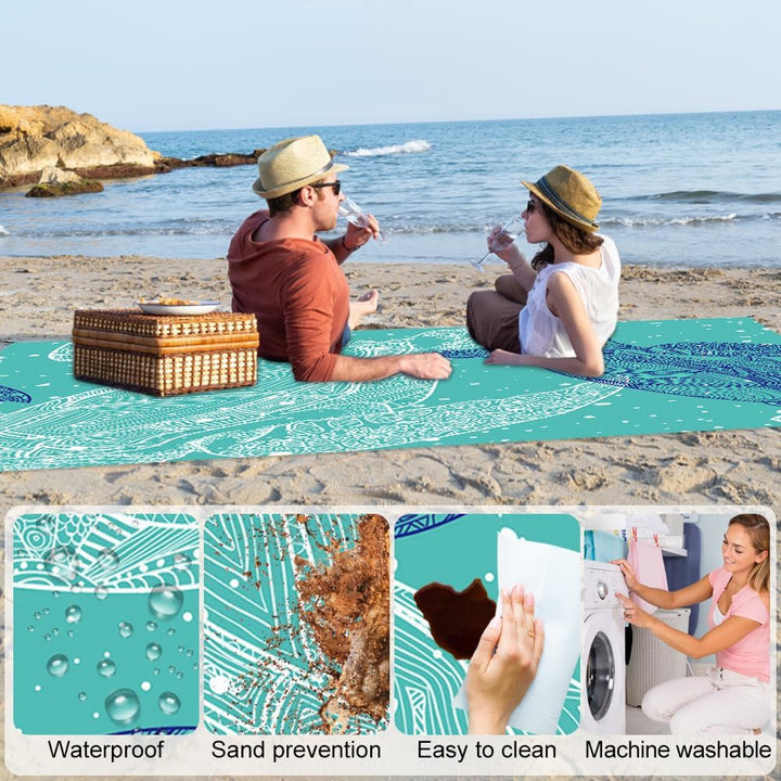 Stranddecke sandfrei, Extra gross 210 cm x 200 cm Picknickdecke, Wasserdicht, Wasser und feuchtigkei