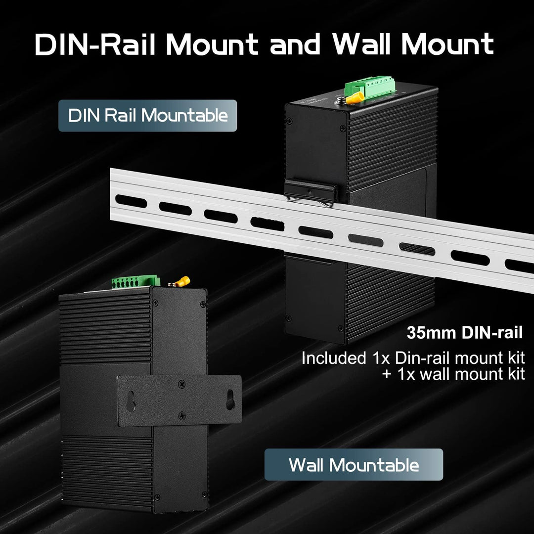 Binardat 8 Port Gigabit Din Rail Industrial Ethernet Switch, 8 Ports 10/100/1000Mbps, Fanless Wall M