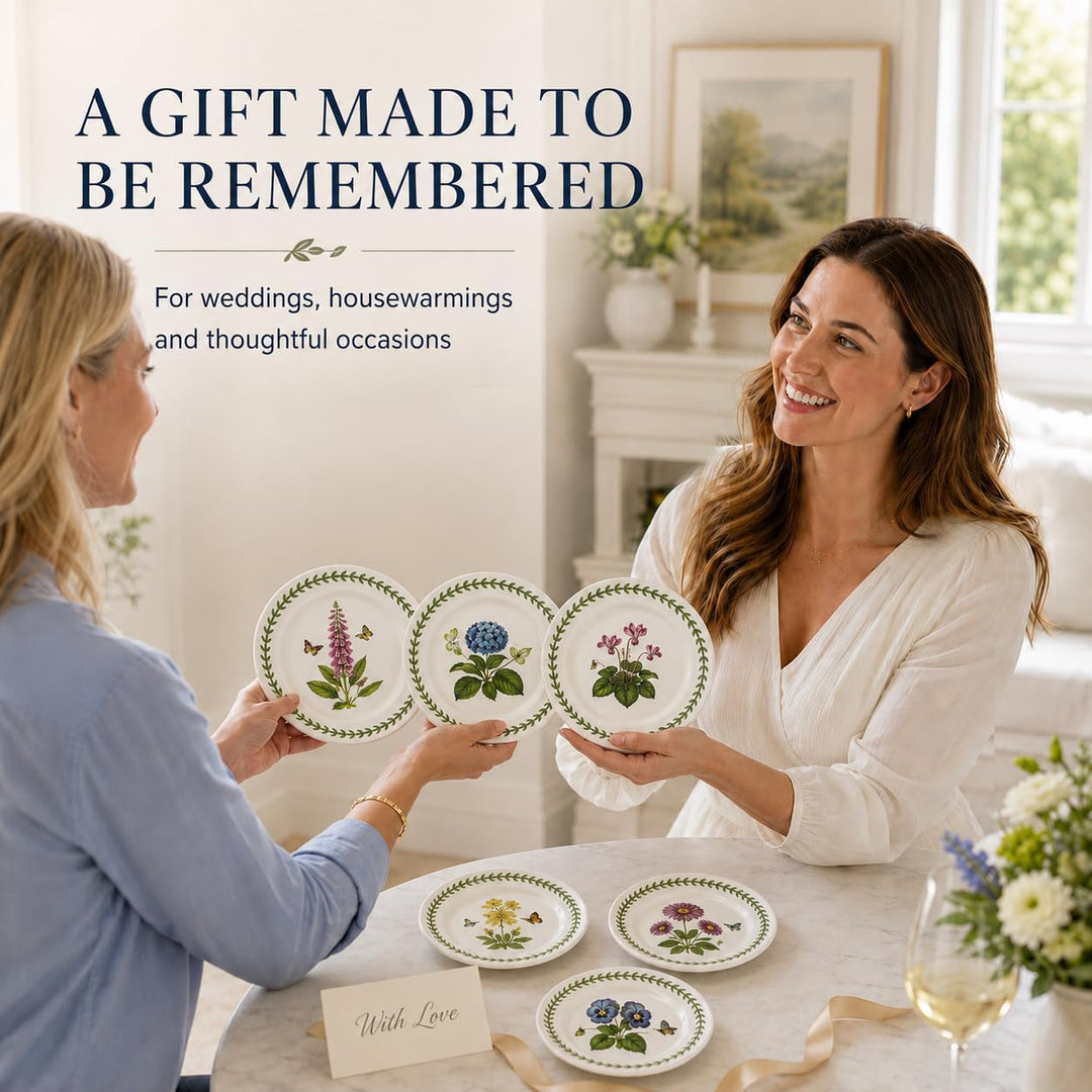 Portmeirion Home &amp; Gifts BG05082 Botanic Garden Beilagenteller, 16,5 cm, 6 Stück, Weiss