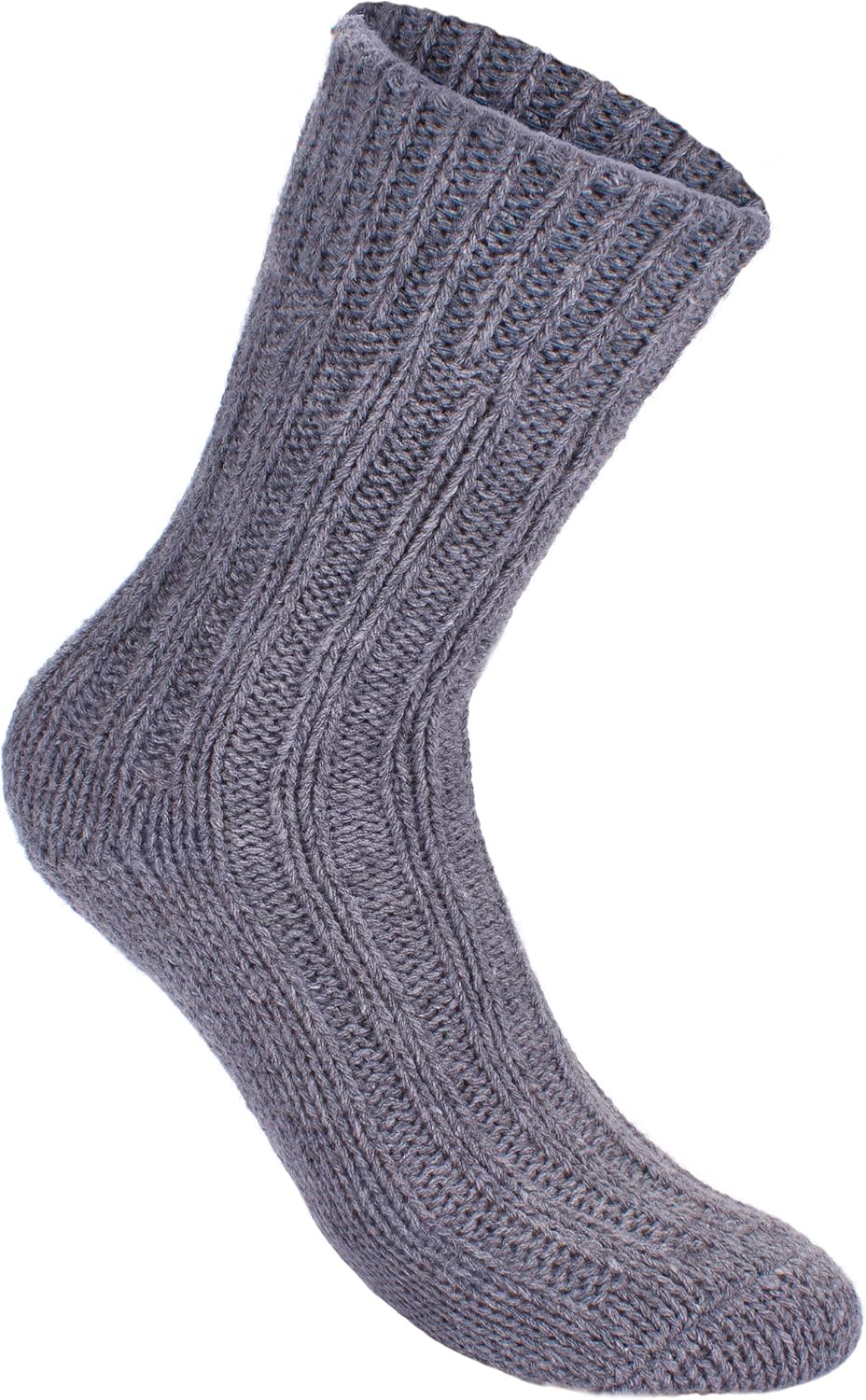 BRUBAKER 4 Paar Alpaka Socken sehr dick flauschig und warm - Wintersocken mit Alpakawolle, 47-50 Gra