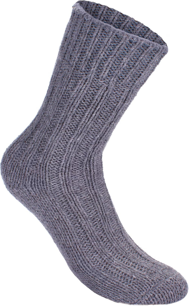 BRUBAKER 4 Paar Alpaka Socken sehr dick flauschig und warm - Wintersocken mit Alpakawolle, 47-50 Gra