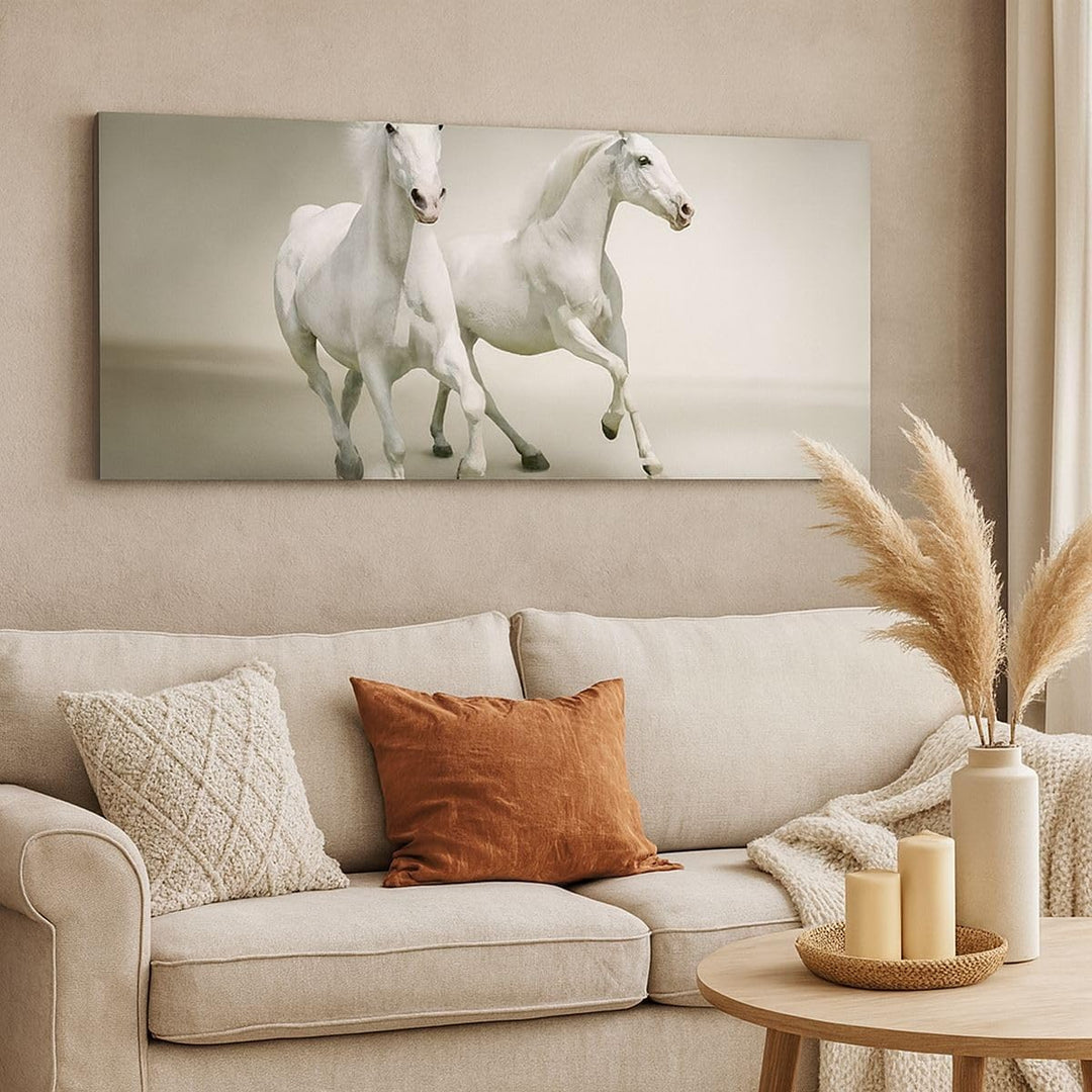 Wandbilder Dekoration Wohnzimmer Tiere araber pferd bauernhof Panorama Bilder auf Leinwand 120x50cm