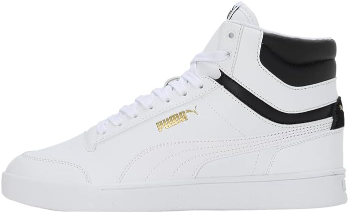 PUMA Unisex Shuffle Mid Sneaker 38.5 EU Puma White Puma White Puma Black Puma Team Gold, 38.5 EU Pum