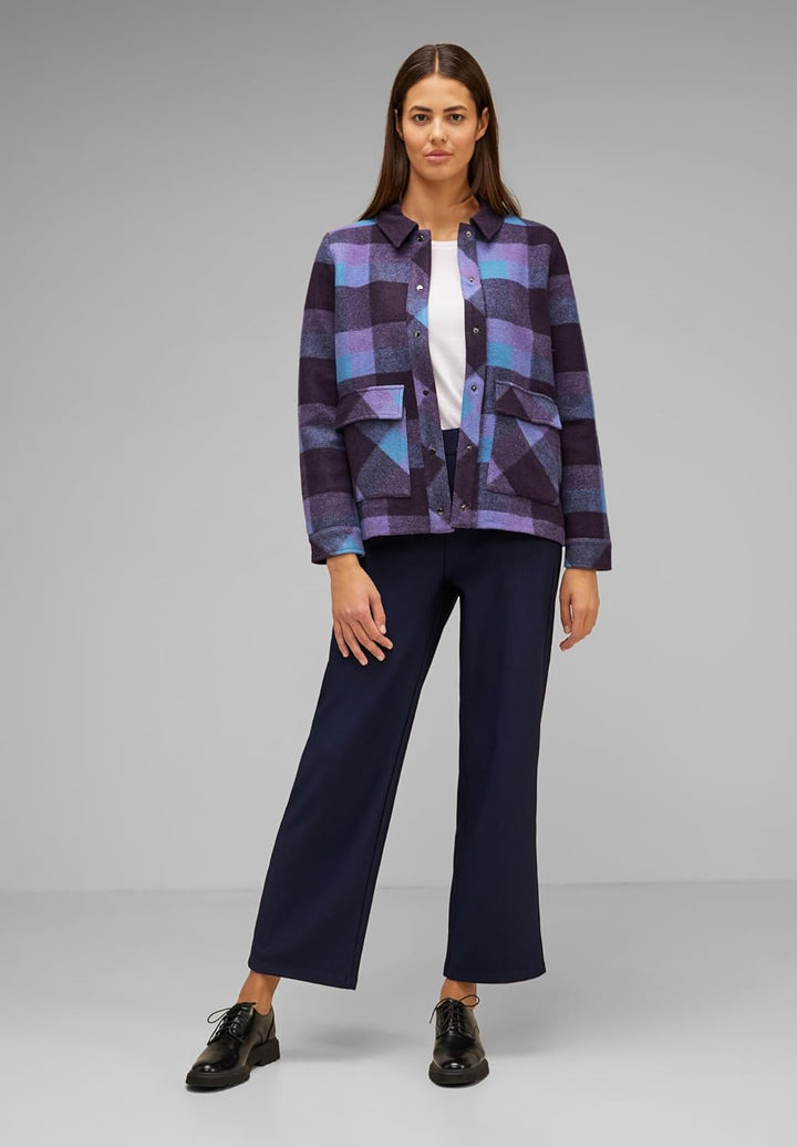 Street One Damen Übergangsjacke Kariert 38 Lupine Lilac, 38 Lupine Lilac