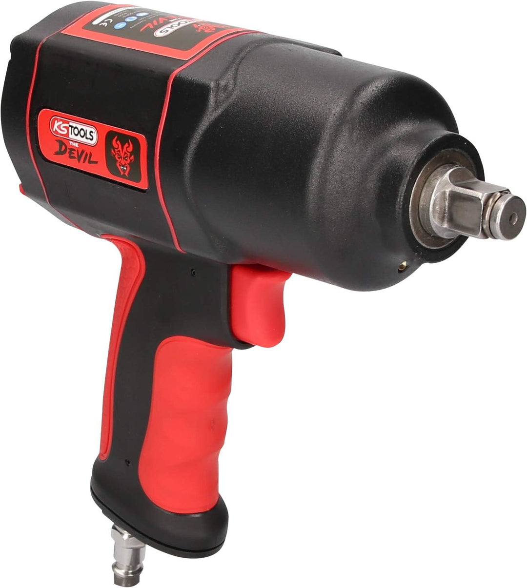 KS Tools 515.1200 THE DEVIL Hochleistungs-Druckluft-Schlagschrauber, Schwaz/Rot, 1/2 Zoll, max. Löse