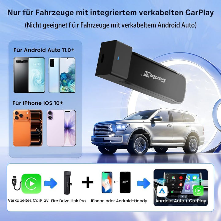 Carlinkit FireDrive Link Pro HDMI Car TV Converter für Fire TV Stick Streaming, Drahtloser Apple Car