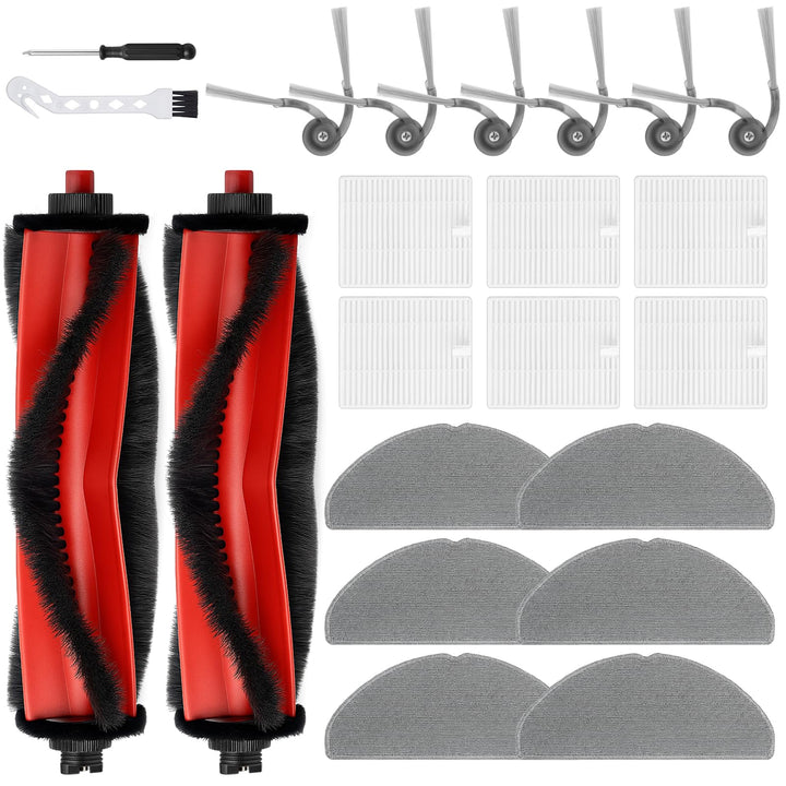 22 Stück Zubehör für Roborock Q7 M5/ Q7 L5+ Saugroboter Ersatzteile, 2 Hauptbürsten, 6 HEPA-Filter,
