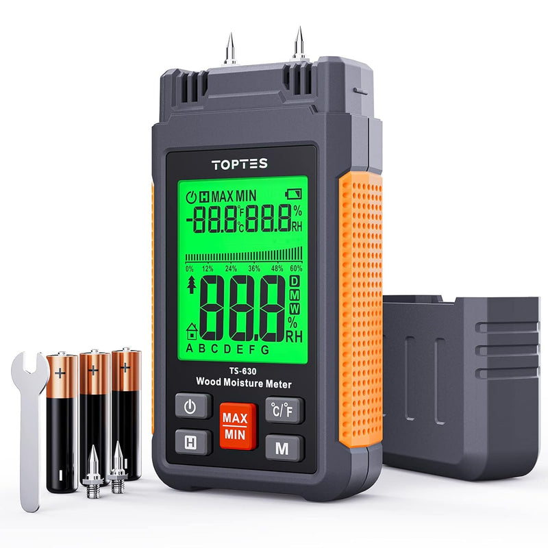 TopTes Feuchtigkeitsmessgerät, Feuchtigkeitsmesser für Wand und Holz TS-630, Grosses LCD-Display Dre