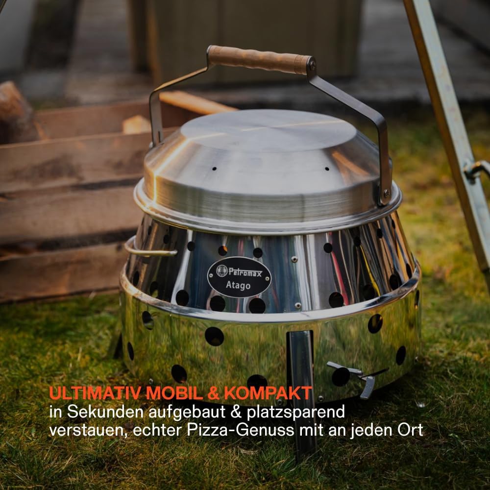 Petromax Atago Grill Set - 4-in-1 Funktion: Grill, Ofen, Herd & Feuerschale | Inkl. Edelstahl-Haube